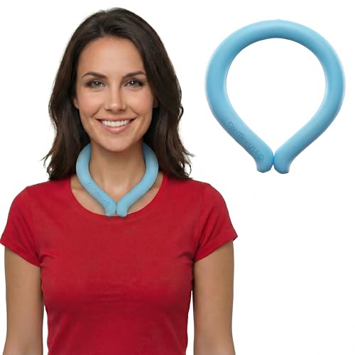 Neck Cooling Tube | Wearable Cooling Neck Wraps for Summer Heat I Hands Free Cold Pack | Reusable Cooler (Blue) | Wearable ice pack for hot weather, cold collar and necklace for summer heat relief, sports