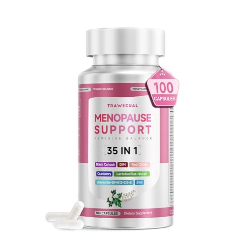 Menopause Supplements For Women, 400mg Black Cohosh 200mg DIM, 100 Capsules | 35-in-1 with Dong Quai, Ashwagandha, Red clover & Probiotics, Hormone Balance, Hot Flashes, Night Sweats & Menopause Support