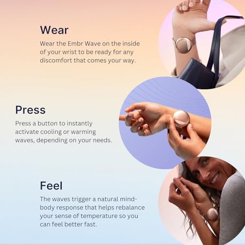 Embr Wave 2 Thermal Wristband, Warming and Cooling Bracelet, Gold | Rechargeable, Effective, Natural Relief from Hot Flashes, Night Sweats, Menopause Symptoms Improve Sleep, Manage Anxiety