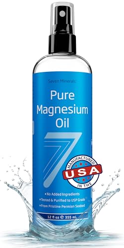 Seven Minerals Magnesium Oil Spray for Sleep, Leg Cramps & Feet, Big 12 oz