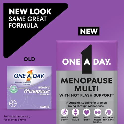 One A Day Women's Menopause Multivitamin, Menopause Support, 50 Count | Soy Isoflavones for hot flash support (3), Convenient daily tablet, For women 50+