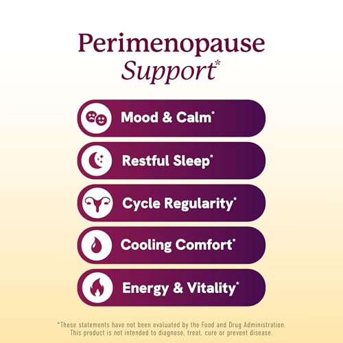 Perimenopause Support for Women Supplement, Hormone Balance, Mood & Sleep | Cycle Regularity & Cooling Support, Black Cohosh Vitex & Saffron, Peri Menopause Supplements for Women, Non-GMO, 60 Capsules