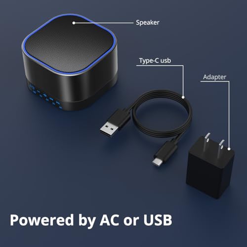Magicteam Sesli Beyaz Gürültü Makinesi, 20 Adet Döngüsel Olmayan Doğal Yatıştırıcı Ses ve Hafıza Fonksiyonu, 32 Ses Seviyesi, AC veya USB ile Çalışır ve Bebekler, Çocuklar ve Yetişkinler için Uyku Sesi Zamanlayıcısı Terapisi Özelliğiyle Birlikte.
