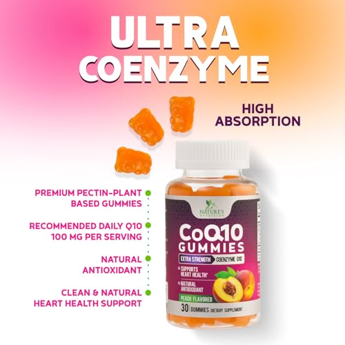 CoQ10 Gummies 100mg - 3X Strength Coenzyme Q10 - Ultra High Absorption, Antioxidant Supplements Support Heart Health & Energy Production - Nature's Coq 10 Vitamins Supplement - Vegan - 30 Gummies