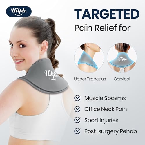 Hilph Neck Ice Pack Wrap Gel, Soft Gel Ice Pack for Cervical Neck Pain | Reusable Cold Compress Therapy, for Surgery Recovery, Tonsillectomy, Thyroidectomy, Swelling, Muscle Soreness, Hot Flashes