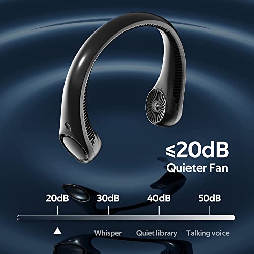 Portable Neck Fan, Hands Free Bladeless, 360° Cooling Personal Fan,Wearable Quiet Fan for Outdoor Indoor, Birthday Gifts for Men Women Mom Dad, 4000mAh Battery USB Rechargeable, 3-Speeds( Black)