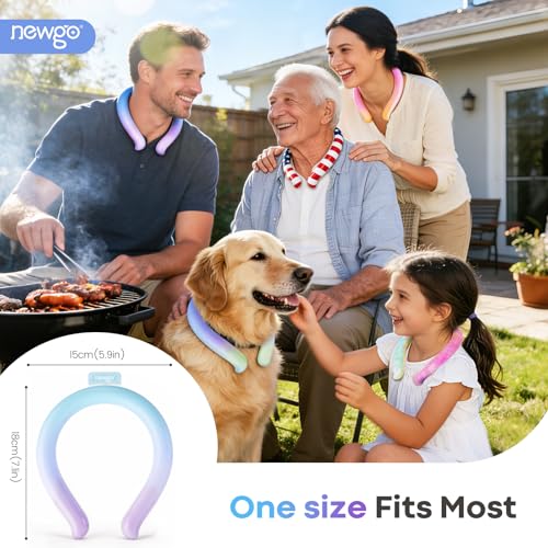 NEWGO Neck Cooling Tube, Neck Cooler for Summer, Blue Purple Mix,1 Pack | Hands-free Wearable Cooling, Reusable Ice Ring for Gardening, Menopause Hot Flashes, and Outdoor Sports