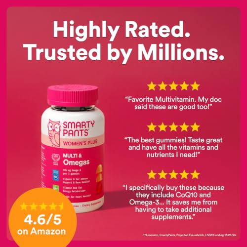 SmartyPants Women's Multivitamin Gummies, Vitamin D & C, Omega 3, 90 Ct