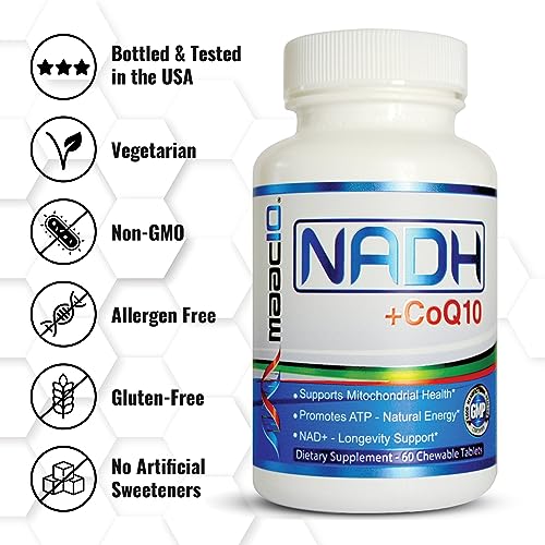 MAAC10 NADH + CoQ10 Chewable Tablets, 60 Count
