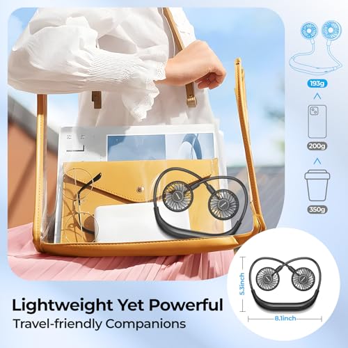 AMACOOL Portable Neck Fan, Lightweight Wearable with Hands-Free Comfort | 360° Adjustable Personal Fan with Ultra Quiet & Strong Wind, Gifts for Men Women Hot Flashes Cruise Travel Outdoor Sports