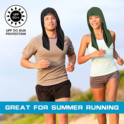 4 Pcs Cooling Towel,Black, Royal Blue, Light Gray, Military Green | Cooling Hoodie Towels for Neck and Face Head Wrap UPF 50 UV Sun Protection for Sport Workout