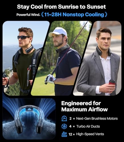 TORRAS COOLiFY 2S Lite Neck Air Conditioner | Neck Fan, Lightweight & Comfortable, Hands-Free Wearable AC for Commute, Work, Travel. Black