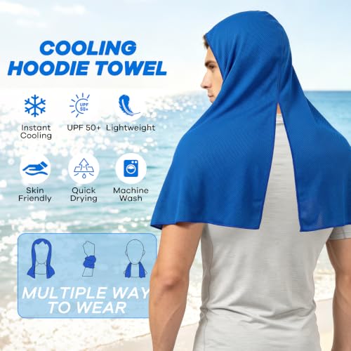 3 Pack Cooling Hoodie Towel, UPF 50 Sun Protection Cooling Towels for Neck and Face, Quick Drying Ice Towels for Hot Weather, Cooling Neck Wraps for Sport, Workout, Gym, Camping