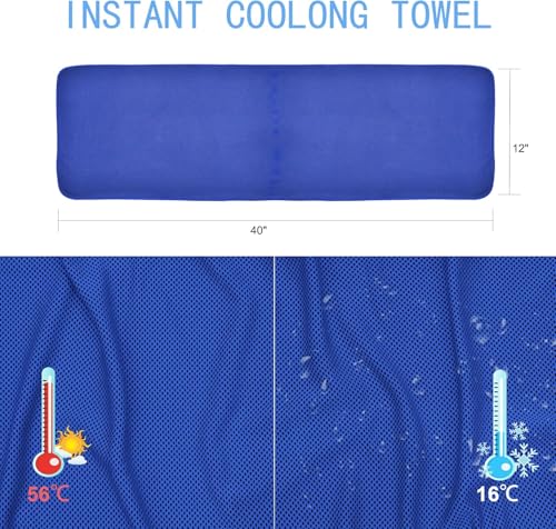 Amgico 6 Pack Cooling Towel 40"X12", Cooling Towels for Neck and Face, Quick Dry Soft Breathable Reusable Microfiber Towels for Hot Weather, Camping, Hiking, Beach, Workout, Running & More Activities