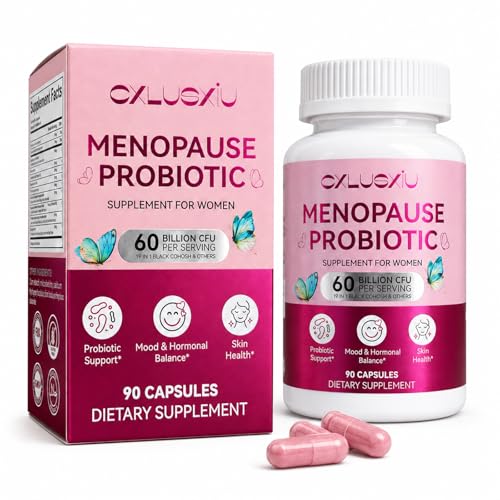 Menopause Supplement for Women, Night Sweat & Hormone Free Hot Flash Relief, Menopause Balance Capsules with Probiotics, Black Cohosh, Support Complete Pre Peri Post Menopause, 90 Capsules