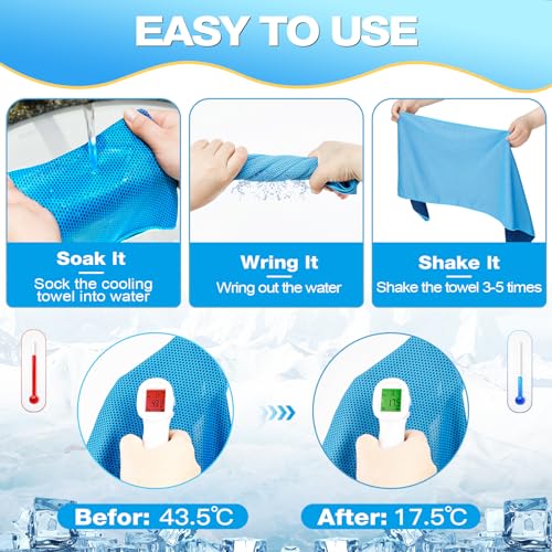 MENOLY 10 Pack Cooling Towels, Cooling Towels for Neck and Face, Sweat Microfiber Towel Soft Breathable Towel for Gym, Yoga, Camping, Running, Fitness, Workout & More Activities