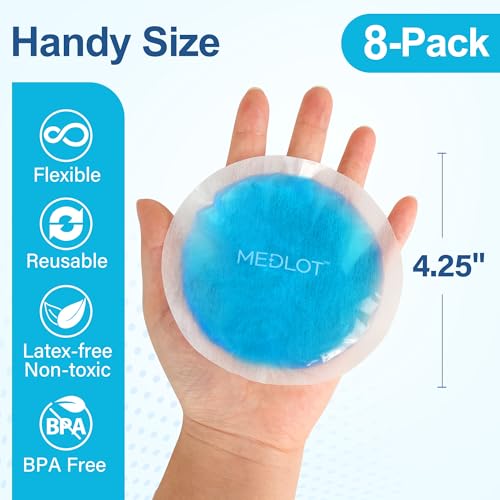 LotFancy Ice Pack for Injuries Reusable, 8 Small Gel Heating Cooling Pads with Cloth Backing, Hot Cold Therapy for Eyes After Surgery, Face, Breastfeeding, Wisdom Teeth, Jaw, Headache, Sinus Relief