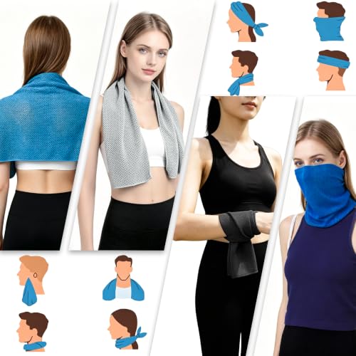 4 Pack Cooling Towel (40"x12"), Ice Cool for Neck, Soft Breathable Chilly Towel, Microfiber Towels for Yoga, Sport, Running, Workout, Gym, Camping, Fitness, Workout & More Activities