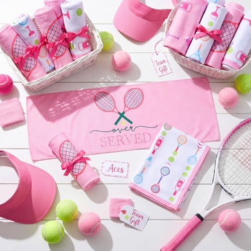 12 Pack Pink Tennis Cooling Towels for Neck and Face 30x9 Inch Tennis Sports Team Gifts Instant Cooling Neck Wraps Ice Towels Bulk for Hot Weather Players Coaches Athletes Camping Yoga