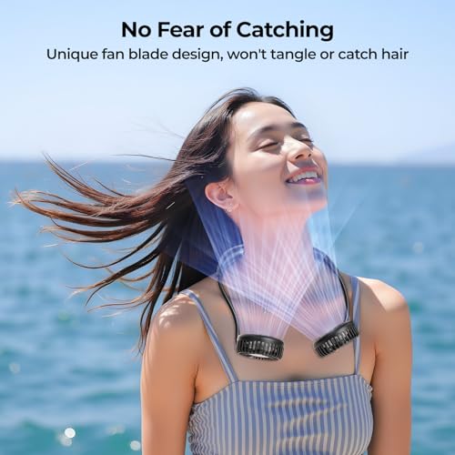 AMACOOL Portable Neck Fan, Lightweight Wearable with Hands-Free Comfort | 360° Adjustable Personal Fan with Ultra Quiet & Strong Wind, Gifts for Men Women Hot Flashes Cruise Travel Outdoor Sports