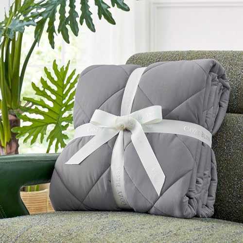 Cozy Bliss Cooling Blanket for Hot Sleepers Queen Size, Q-Max 0.45 Cooling Comfort, Cold Blankets for Night Sweats Sleeping, Ultra-Cool Lightweight Breathable Blanket for Bed, Glacial Grey