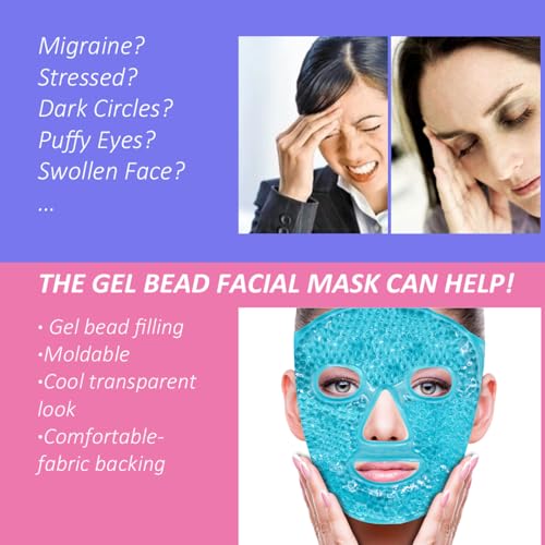 ZNÖCUETÖD Cold Face Ice Mask Facial Ice Pack, Hot Cold Compress for Face | Face SPA Gift for Woman Dark Circles Facial Puff, Pressure, Headaches, Skin Care, Post Laser Cosmetic Care, Reversible
