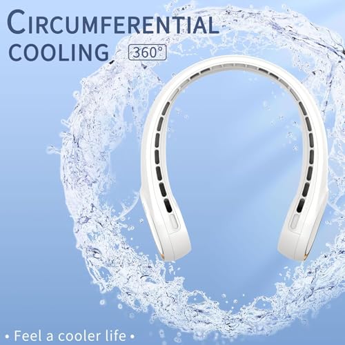 FrSara Neck Fan, Portable Personal Fan Strong Wind, 4000mAh, 360° Cooling | Air Volume, No Hair Twisting, Air Volume On 2 Sides, Non-Slip, Quick Charge, Long Use Time, Birthday Gift for Women, Dad, Men