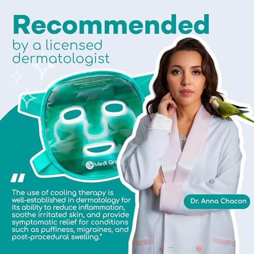 Medi Grade Face Ice Pack and Cooling Eye Mask Set, ChillGel Gel Mask Duo | Ice face mask and gel eye mask soothe puffy eyes, dark circles and migraines, cooling self care with storage bag