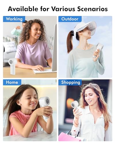 WHATOOK Portable Handheld Mini Fan: High Speed Cooling Fan, 10 Hours Battery Life, USB Rechargeable, Small Essentials for Women, Beach Travel, Vacation (White)