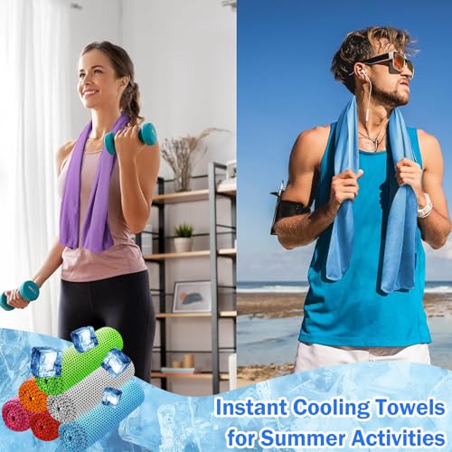 30Pack Cooling Towels for Neck and Face (40"x12"), Ice Microfiber Cooling Towels Bulk for Workout Chill Sweat Towels Cooling Neck Wraps for Gym Yoga Golf Running Sport