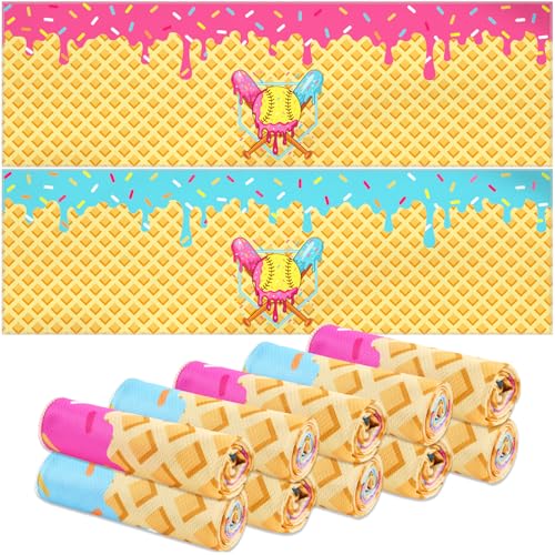 12 Pcs 40"x12" Softball Ice Cream Drip Cooling Towels | Sweat Absorbent Cooling Towels for Coach & Team Gifts, Youth Sports, Gym, Beach, Pool & Hot Weather Party Favors