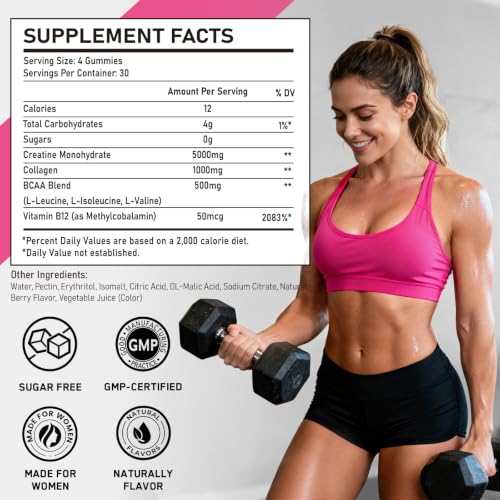 Creatine for Women, 5000mg Complex with Collagen & BCAAs, Vitamin B12