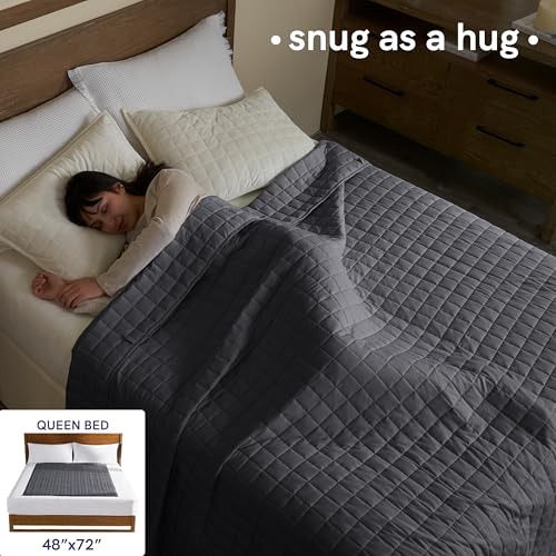 YnM 15lbs Weighted Blanket for Adults, 48x72 Inches, Dark Grey