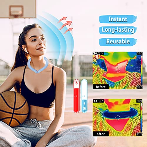 Neck Cooling Tube Reusable Ice Cooler Ring, Blue | Instant Cooling below 15°C (59°F), Portable Neck Wrap, Summer Outdoor & Indoor Use, Heat Relief & Comfort