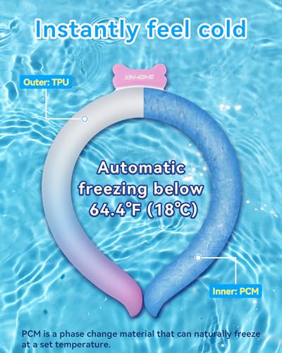 Neck Cooling Tube Wraps Ice Ring Neck Cooler Personal Ice Pack Wrap for Hot Weather Gel Reusable Wearable Gel Cooling for Summer Heat Hot Flashes Freezer Below 64.4℉