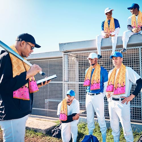 Peryiter 12 Pcs Baseball Ice Cream Drip Cooling Towel Microfiber Absorbent Lightweight Sport Cooling Towel Sweat Sport Rags for Baseball Team Coach Gifts Event Yoga Running Gym(Pink,40 x 12 Inch)