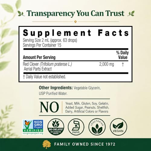 Nature's Answer Red Clover | Provides Menopause Support | Alcohol-Free, Gluten-Free, Kosher Certified & No Preservatives 1oz