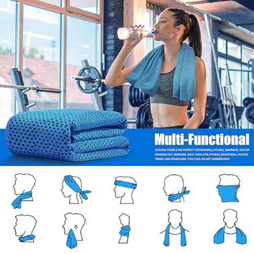 Leuceiy 4 Pack Cooling Towels (40"x12"), Cooling Towels for Neck and Face, Gym Towel for Working Out, Soft Breathable Microfiber Ice Towel for Yoga Sport Running Golf