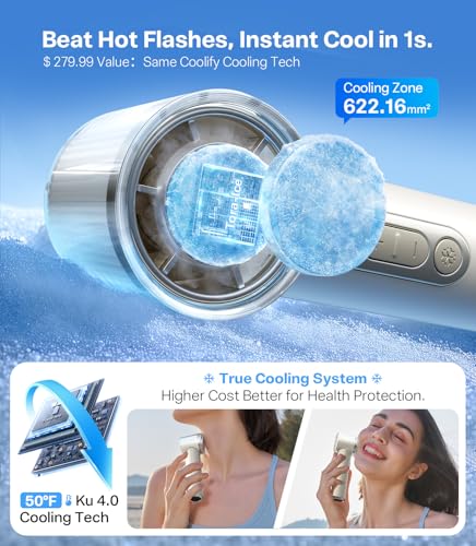 TORRAS COOLiFY iva Handheld Fan with Ice Cooler, [Chill by 50°F], 0-100 Adjustable Speed, Super Mini Powerful Portable Fan 4900mAh Rechargeable, Hand Fans for Travel Essentials,Mothers Day Gifts,Ivory