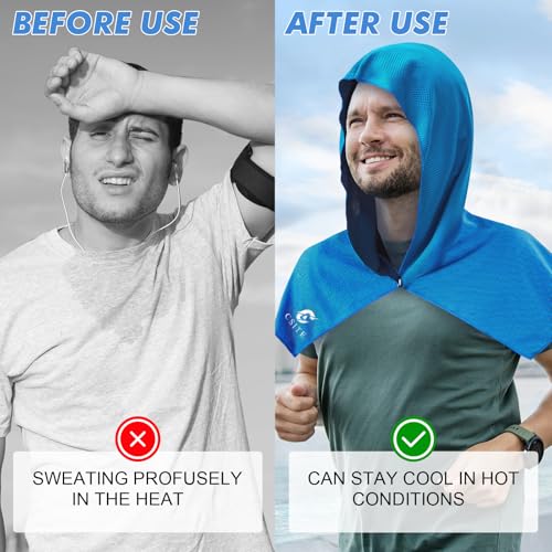 CSITE Cooling Hoodie Towels, Instant Cooling Towels for Neck and Face, UPF 50 Sun Protection, Ice Towel for Hot Weather, Head Towel for Sports, Camping, Cycling & More Activities