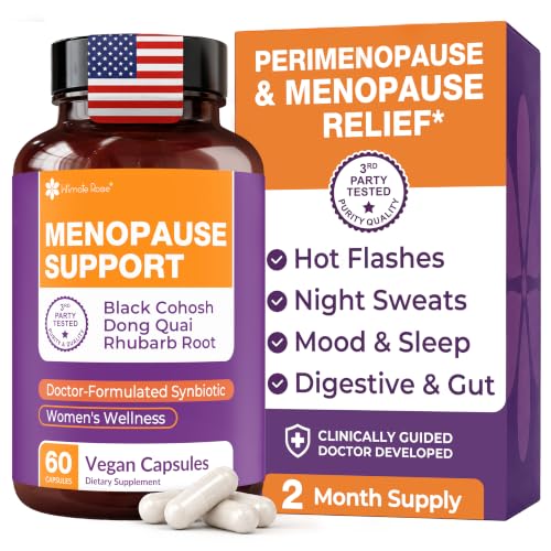 Menopause Support with Black Cohosh - Max Absorption Synbiotic Formula | Hormonal Balance & Wellness Support - Helps Easing Hot Flashes, Night Sweats, Restful Sleep - 60 caps