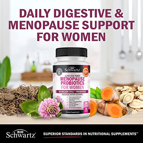 Menopause Supplements for Women - 40B CFU Menopause Probiotics for Women | Support for Hot Flashes Night Sweats Mood Swings and Balance - Non-GMO, 60 Easy-Swallow Capsules, 30 Servings