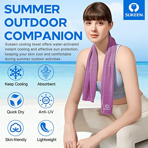 Sukeen 4 Pack Cooling Towels for Hot Weather 40"x12", Gym Towels for Men and Women, Soft Breathable Workout Towels for Yoga, Running, Sport, & More