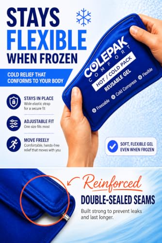 Hot & Cold Ice Packs for Injuries Reusable Gel (4 Pc Set) for Pain Relief, Joint Muscle Soreness Swelling for Knees Back Shoulder Foot