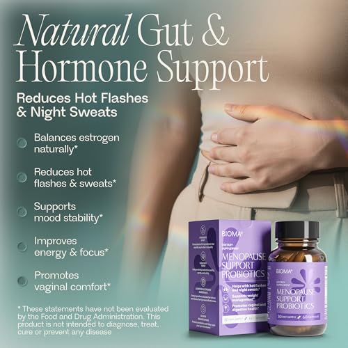 BIOMA Menopause Support Probiotics for Women - Hormone Free Hot Flash & Night Sweat Relief - Gut-Hormone Balance with Phytoestrogens, BB536, Delayed Release (60 Capsules - 30 Day Supply)