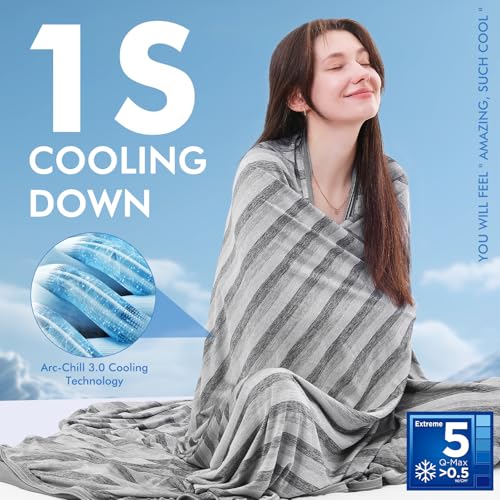 Marchpower Arc-Chill Cooling Blanket for Hot Sleepers Twin Size, Double Sided Cooling Fabric Q-Max>0.5, Cooling Blanekt for Hot Flashes and Night Sweats, Cool Blanekt Cold Blanket for Summer Grey