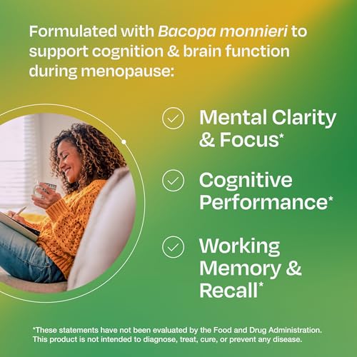 Amberen Find Focus, Menopause Supplement for Women, Clinically Proven Bacopa monnieri supports Mental Clarity, Focus, Cognition, Working Memory & Recall, Hormone & Soy Free, 60 Capsules, 30 Day Supply