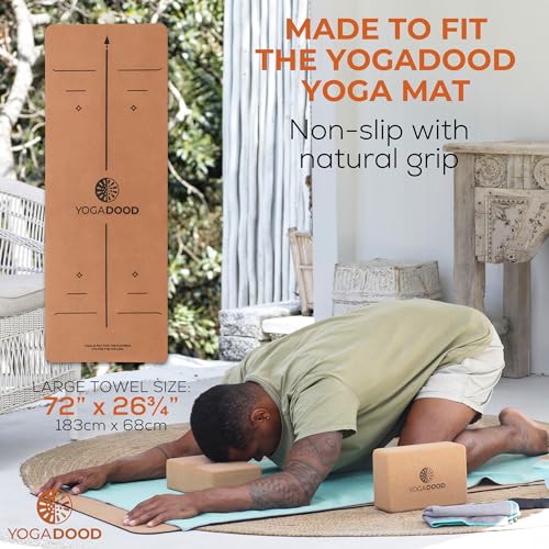 72" x 26.75" Long Hot Yoga Mat Towel Plus Compact Face Towel | Hot Yoga Essentials - Absorbent, Microfiber Material for Workout, Gym - Pack of 2 Yoga Towels - Grip Improves with Sweat