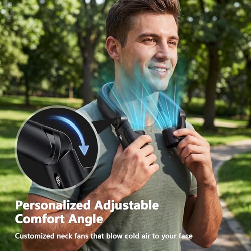 Mavax ChillGo Portable Neck Fan - 8000mAh Personal Wearable Fan, 9000 RPM Direct-flow 4X Powerful 360° Airflow Cooling Fan, Max 16H, 4 Speeds, LED Display, Great Gifts for Men Women - 5th Gen Black