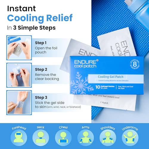 | Cooling Gel Patches for Instant Relief from Heat, Workouts, and Hot Flashes | Long-Lasting, Breathable, Hydrogel Patches for Cooling Comfort | 10 Pack